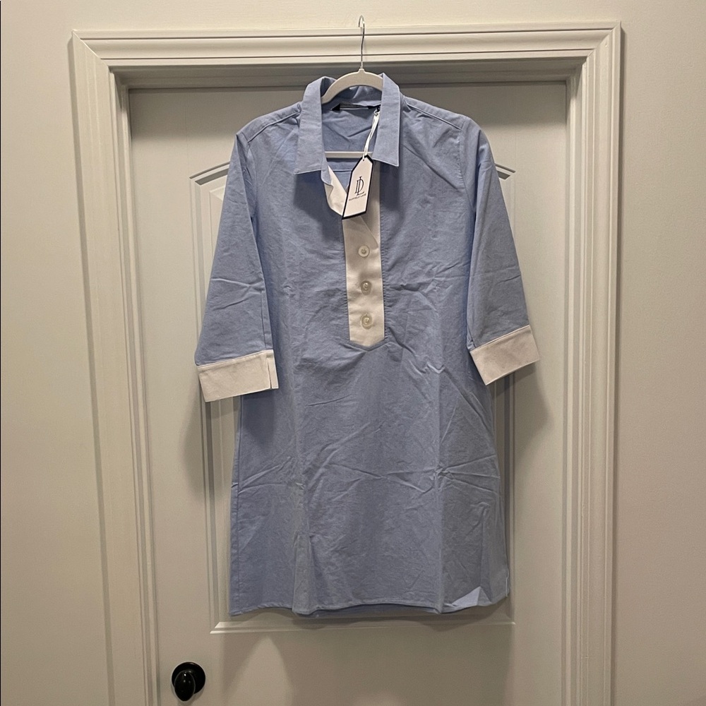 NWT Duffield Lane Light Blue and White Button Down Shirt